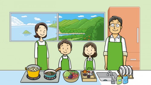  おもしろキッチン＆エコ科学教室 ウェブ  イラスト　漫画　イラストレーター